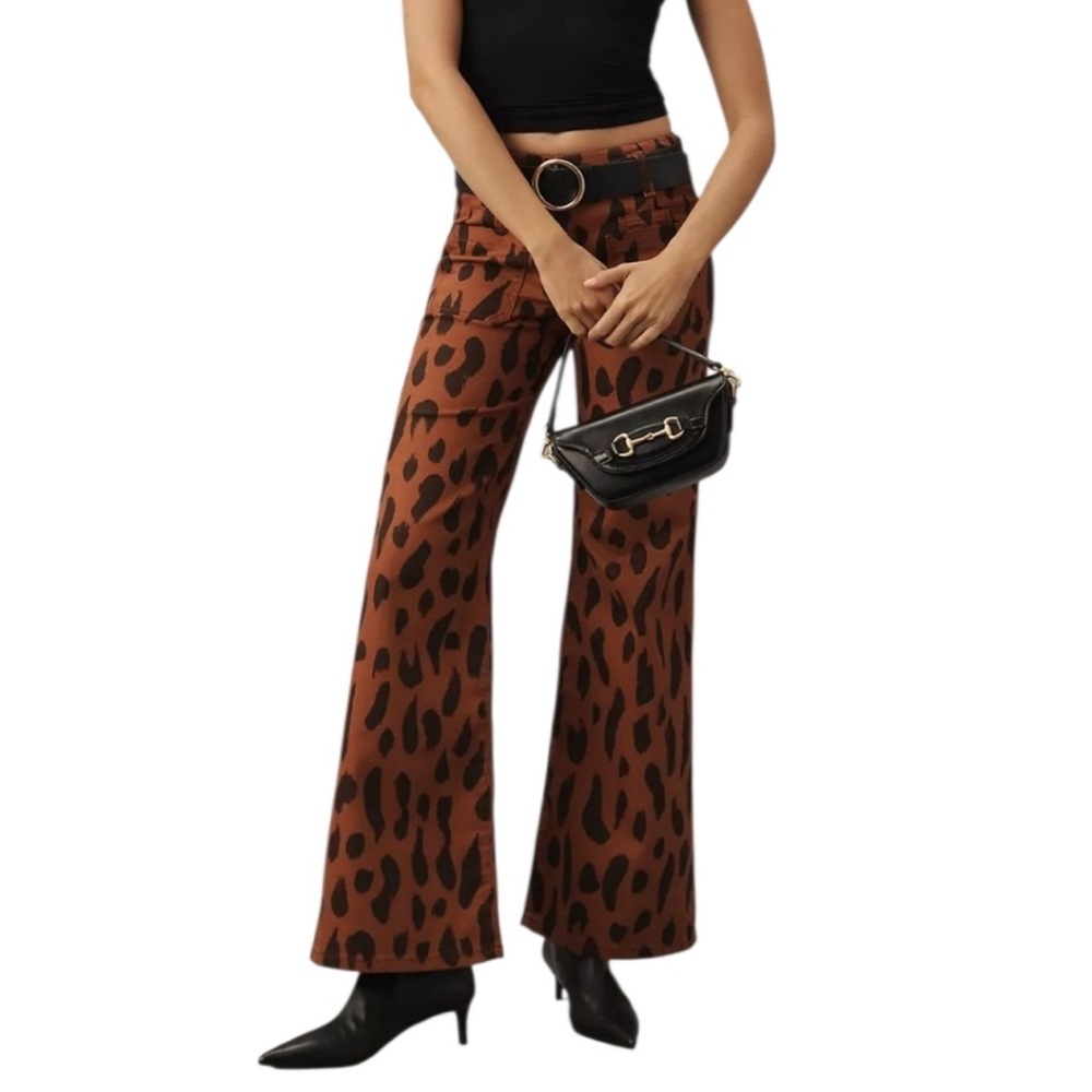 Anthropologie Maeve leopard Wide Leg Pants